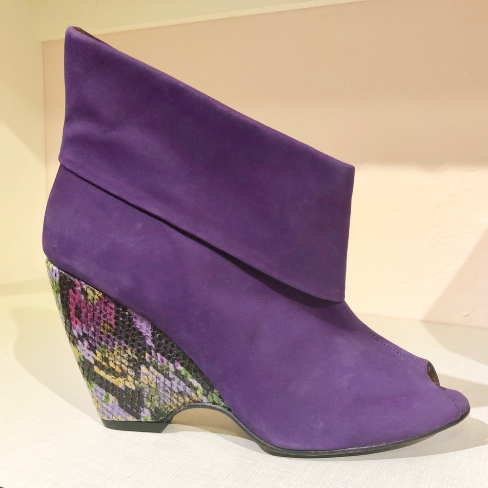 Jeffery Campbell Purple Suede Peep Toe Wedge